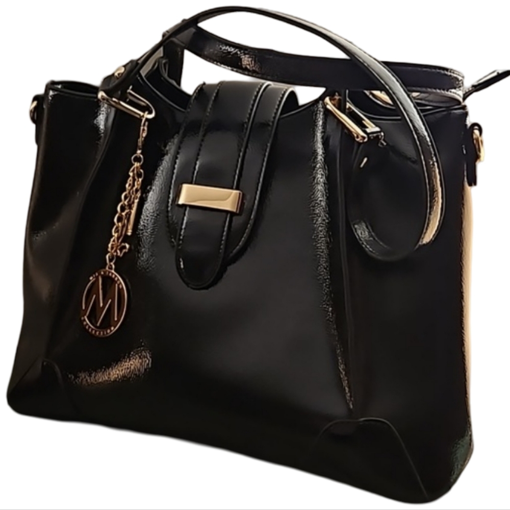 Mia K Farrow | Black MKF Nixie Tote Satchel Bag EUC